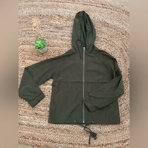OLIVE GREEN WINDBREAKER FULL ZIP HOODIE